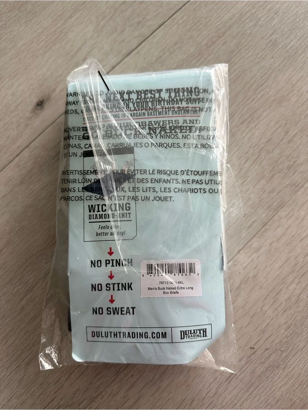 Duluth Buck Naked Extra Long Boxer Briefs Graphite 4XL NET IN PACKAGE